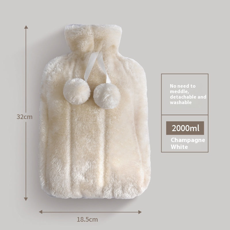 KTX-075219 Cute Animal Plush Hot Water Bag with Soft Cloth Cover - Dual-Use Heating and Cooling Pad