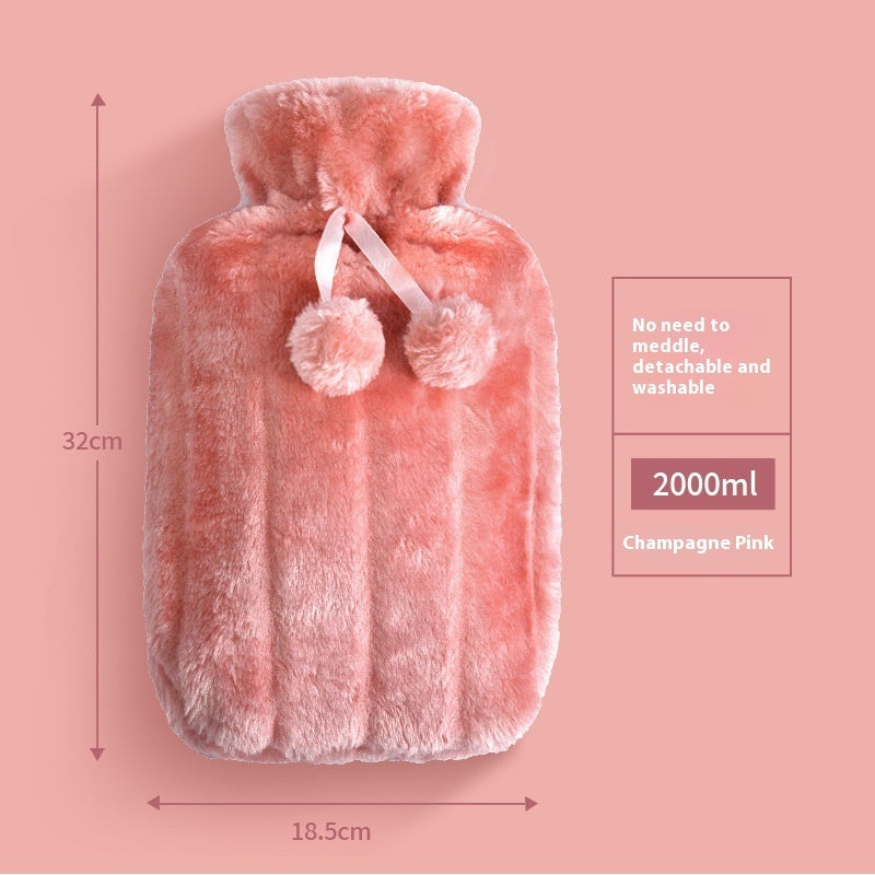 KTX-075219 Cute Animal Plush Hot Water Bag with Soft Cloth Cover - Dual-Use Heating and Cooling Pad