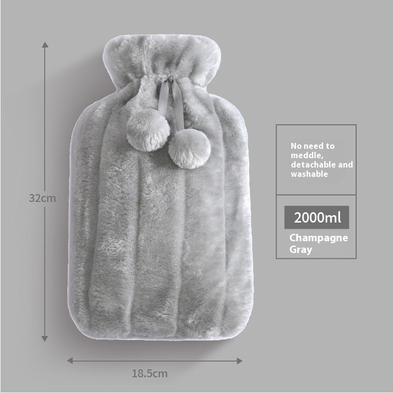 KTX-075219 Cute Animal Plush Hot Water Bag with Soft Cloth Cover - Dual-Use Heating and Cooling Pad