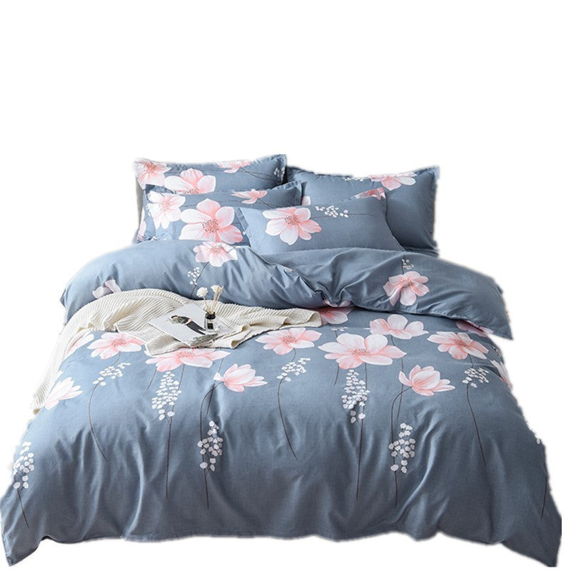KTX-075539 Three-Piece Cotton Quilted Bedding Set for Fall/Winter - Includes Quilt Cover, Sheet, and Pillowcases