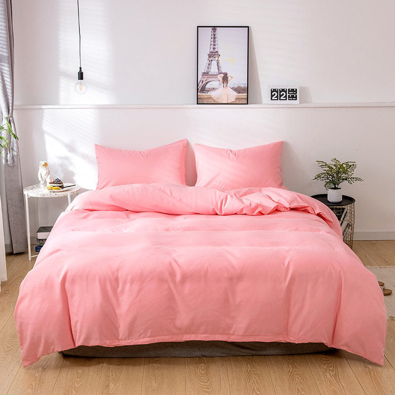 KTX-075859 Solid Color Velvet Three-Piece Bedding Set in White and Pink for 1.8*2.2m Beds