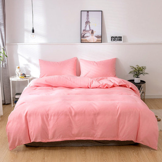 KTX-075859 Solid Color Velvet Three-Piece Bedding Set in White and Pink for 1.8*2.2m Beds