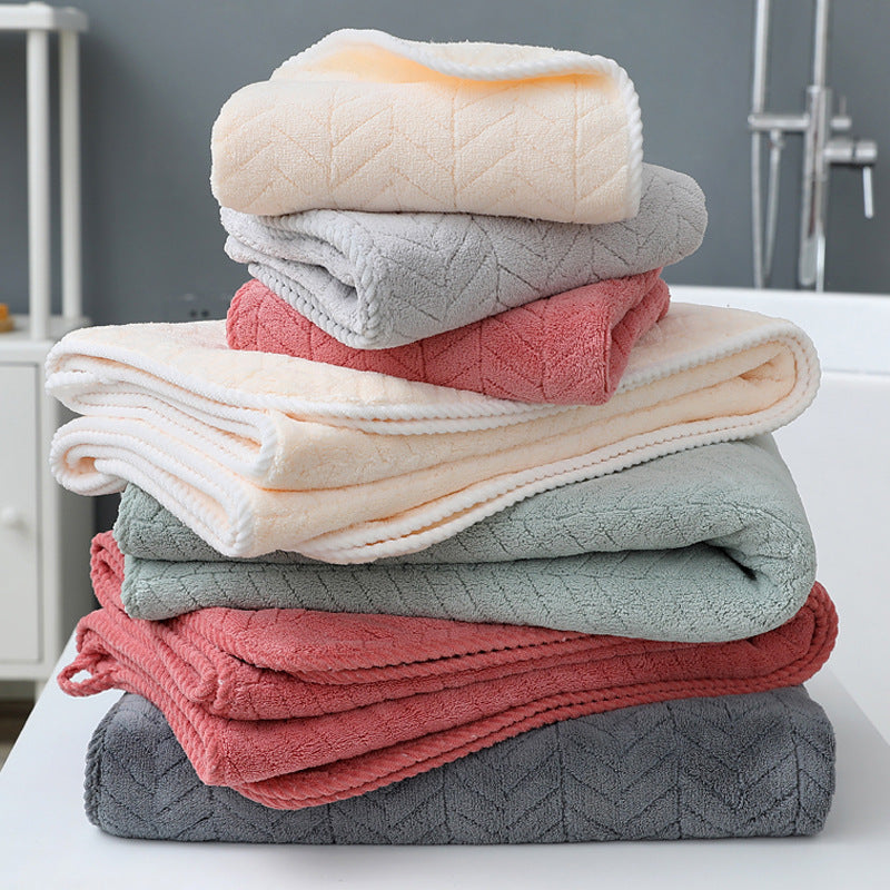 KTX-076115 Coral Fleece Bath Towel - Soft, Absorbent, Thickened for Comfort