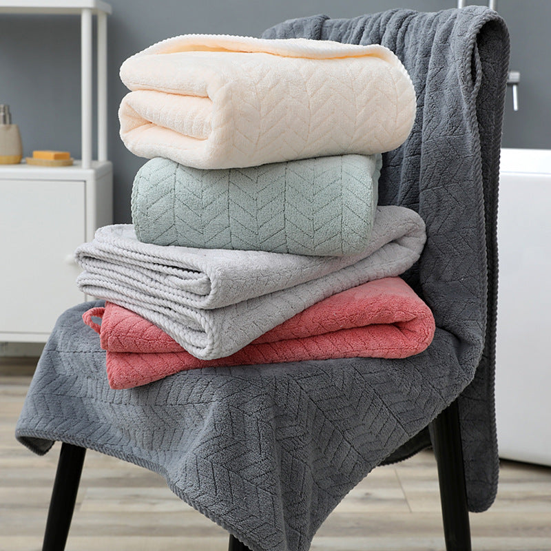 KTX-076115 Coral Fleece Bath Towel - Soft, Absorbent, Thickened for Comfort