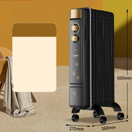 KTX-077459 Oil Filled Radiator Heater - Modern Room Heater with Low Carbon Steel and Plastic Construction