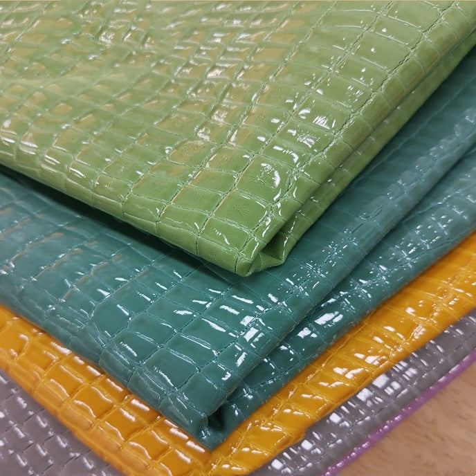 KTX-077523 Bubble Gum High-Gloss PU Leather Fabric - 140cm Wide, Stone Texture