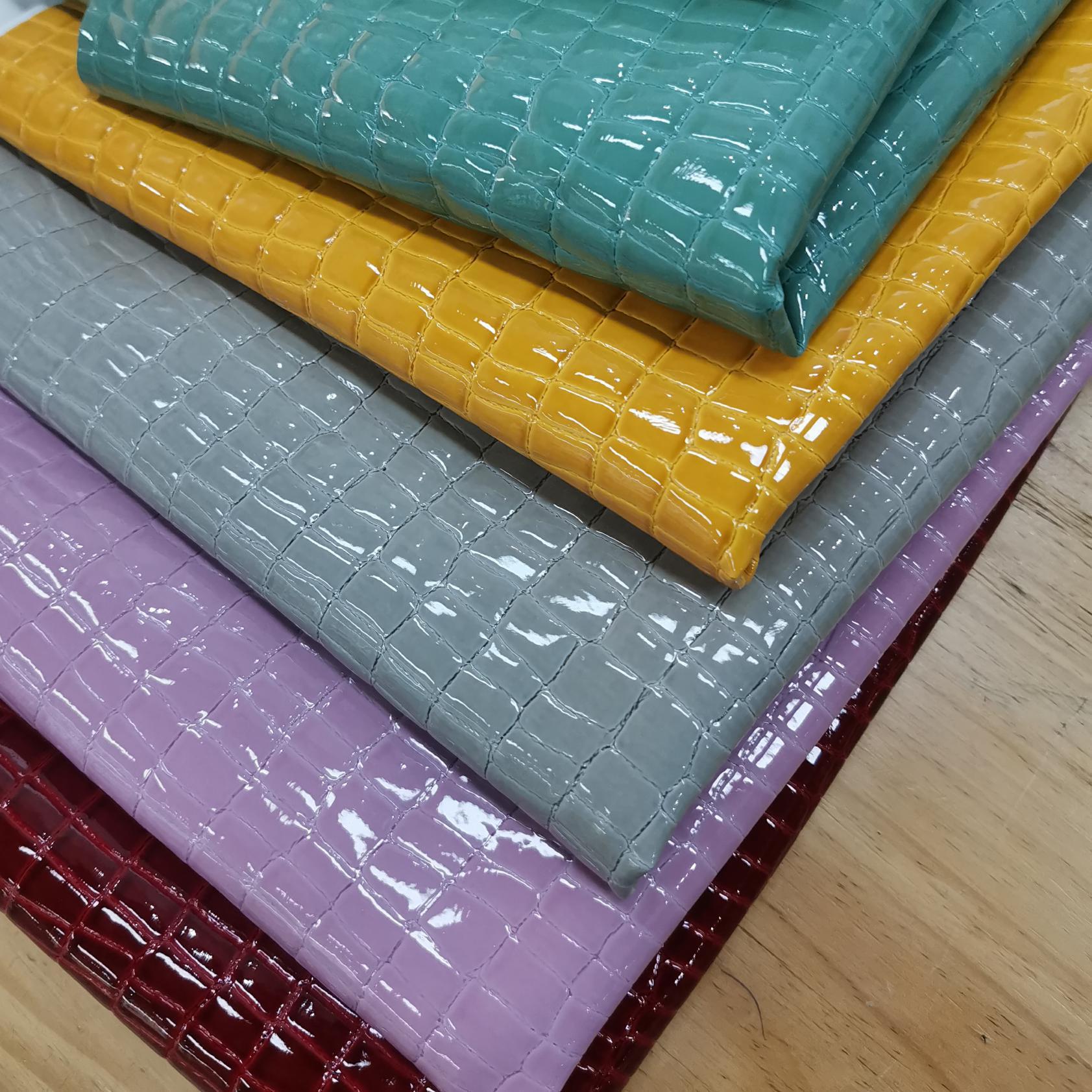 KTX-077523 Bubble Gum High-Gloss PU Leather Fabric - 140cm Wide, Stone Texture