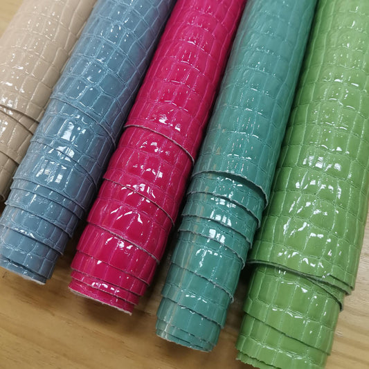 KTX-077523 Bubble Gum High-Gloss PU Leather Fabric - 140cm Wide, Stone Texture