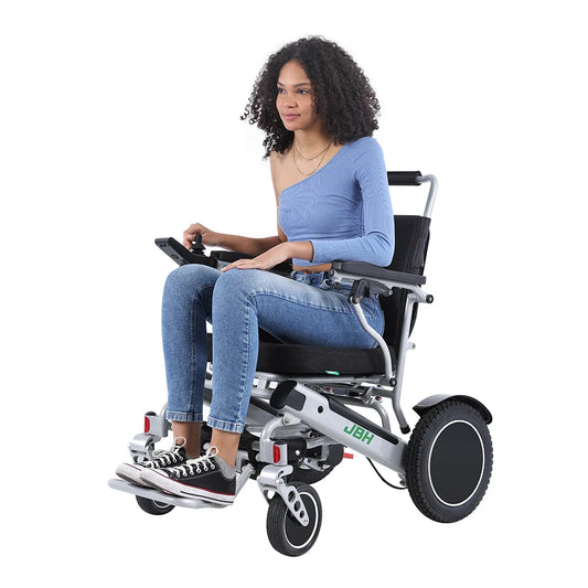 KTX-077715 Lightweight Portable Electric Wheelchair, Aluminum Alloy Frame, Folding Design, 6 km/h Speed, 20 km Driving Range, 120 kg Load Capacity