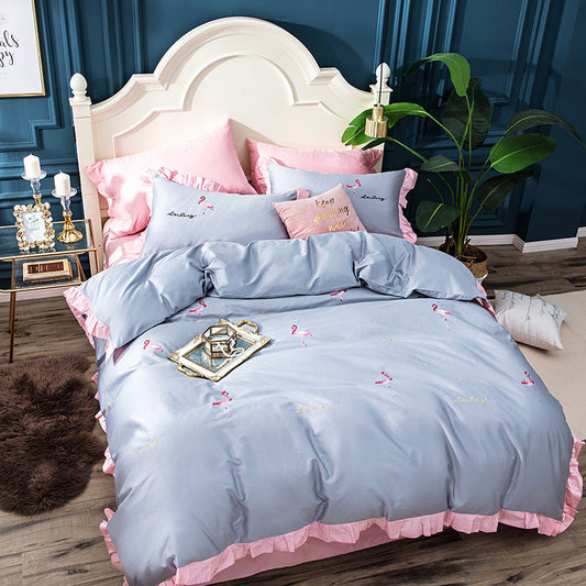 KTX-077843 Long-Staple Cotton Satin 4-Piece Bedding Set for 1.5-2.0M Beds