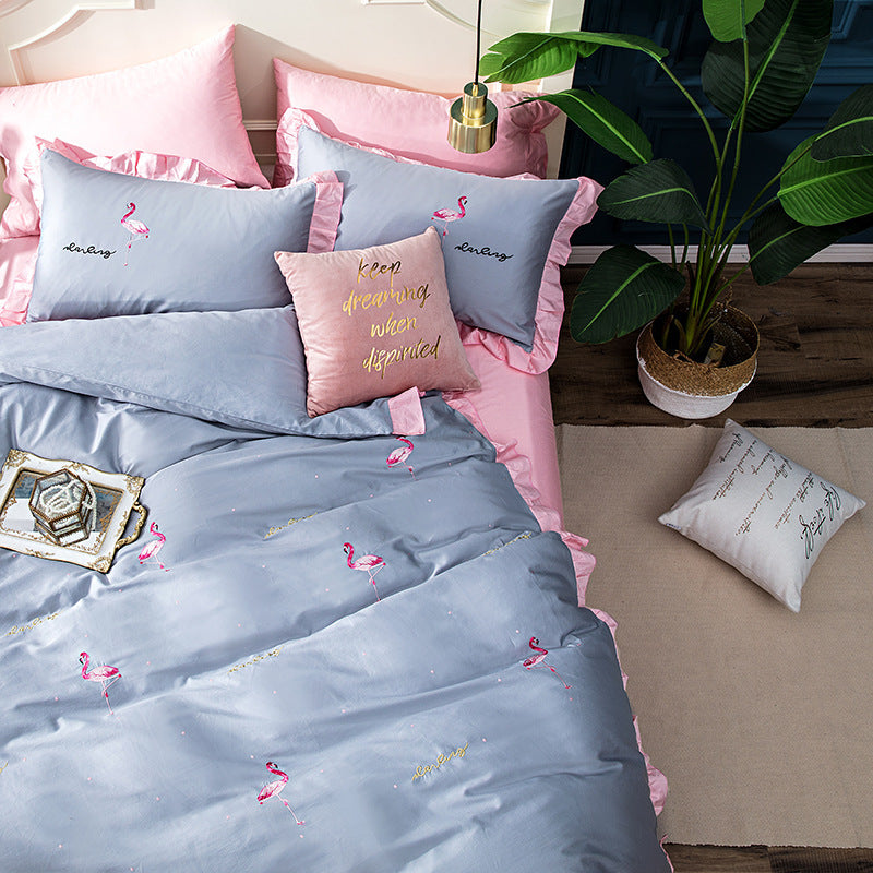 KTX-077843 Long-Staple Cotton Satin 4-Piece Bedding Set for 1.5-2.0M Beds