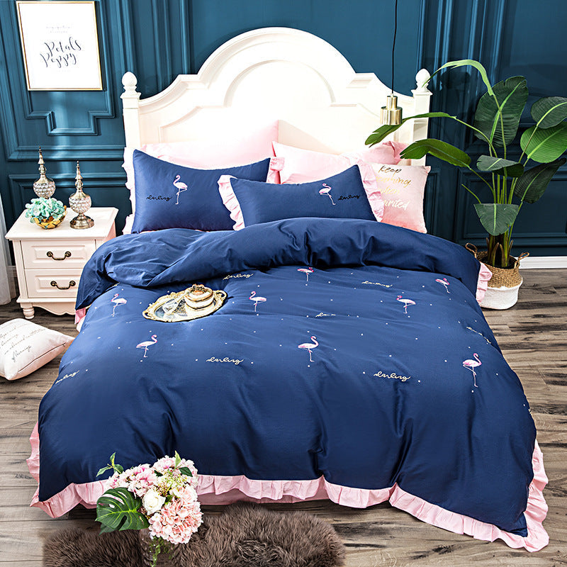 KTX-077843 Long-Staple Cotton Satin 4-Piece Bedding Set for 1.5-2.0M Beds