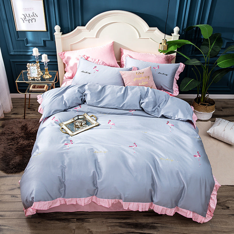 KTX-077843 Long-Staple Cotton Satin 4-Piece Bedding Set for 1.5-2.0M Beds