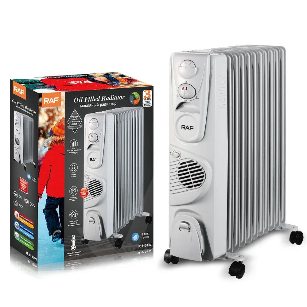 KTX-078611 2900W Oil Filled Radiator with Adjustable Thermostat for Fast and Quiet Whole-Room Heating