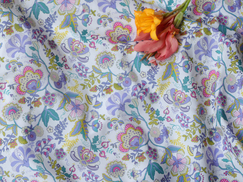 KTX-078675 Long Cotton Printed Fabric - Digital Floral Design for Women's Summer Clothing