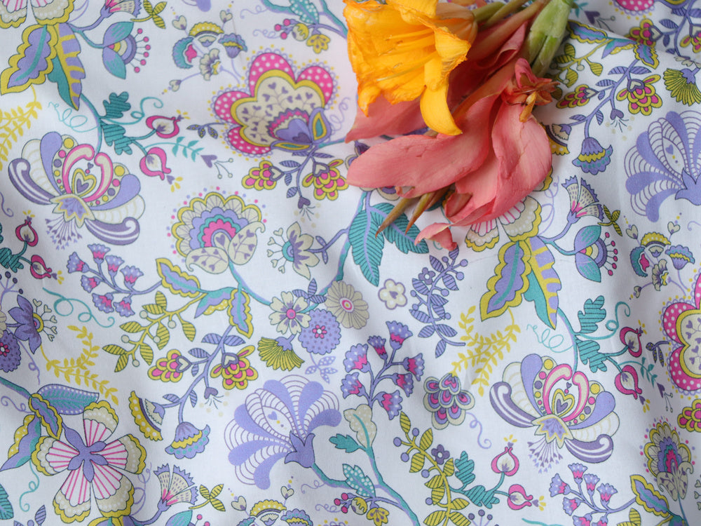 KTX-078675 Long Cotton Printed Fabric - Digital Floral Design for Women's Summer Clothing