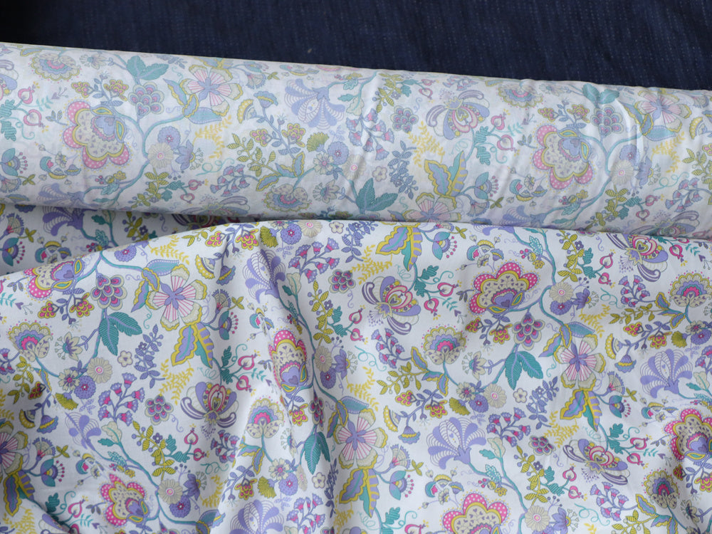 KTX-078675 Long Cotton Printed Fabric - Digital Floral Design for Women's Summer Clothing