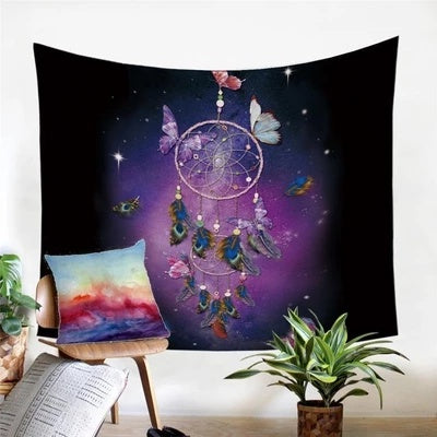 KTX-079699 Geometric Abstract Plush Fabric Tapestry for Bedroom and Living Room Decor