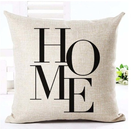 KTX-079827 Nordic Style Black and White Letter Pillowcase - Soft Short Plush Cushion Cover 45x45cm