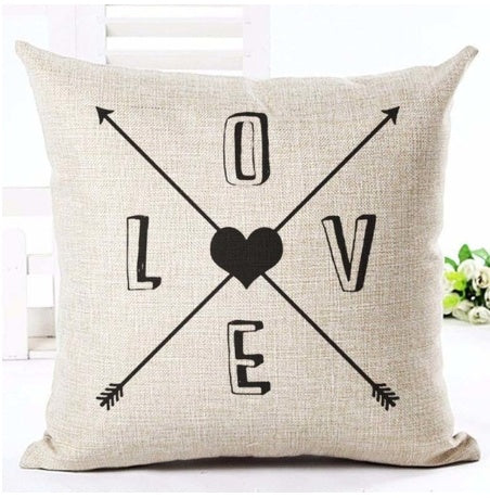 KTX-079827 Nordic Style Black and White Letter Pillowcase - Soft Short Plush Cushion Cover 45x45cm