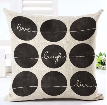 KTX-079827 Nordic Style Black and White Letter Pillowcase - Soft Short Plush Cushion Cover 45x45cm