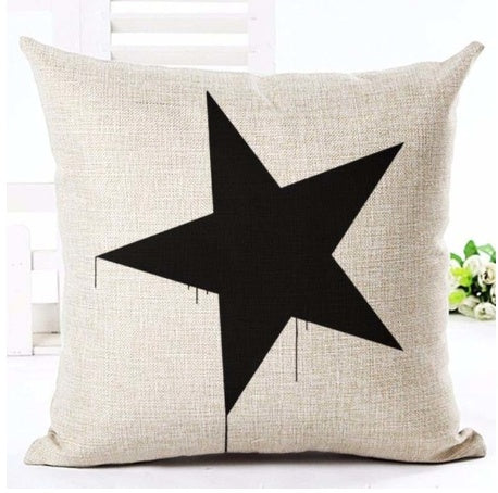 KTX-079827 Nordic Style Black and White Letter Pillowcase - Soft Short Plush Cushion Cover 45x45cm