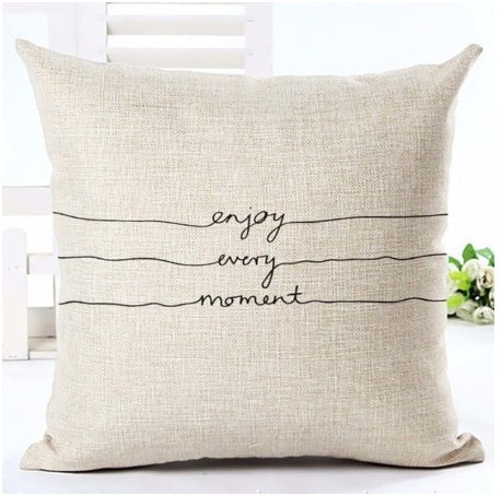 KTX-079827 Nordic Style Black and White Letter Pillowcase - Soft Short Plush Cushion Cover 45x45cm