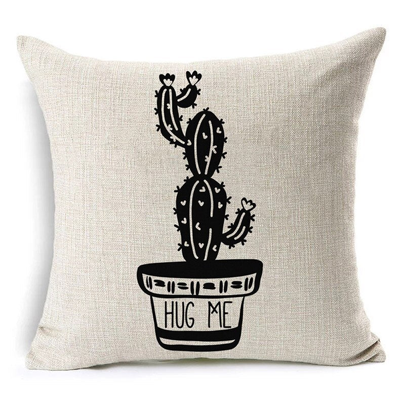 KTX-079827 Nordic Style Black and White Letter Pillowcase - Soft Short Plush Cushion Cover 45x45cm