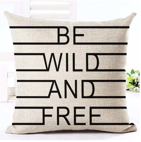 KTX-079827 Nordic Style Black and White Letter Pillowcase - Soft Short Plush Cushion Cover 45x45cm