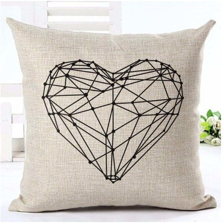 KTX-079827 Nordic Style Black and White Letter Pillowcase - Soft Short Plush Cushion Cover 45x45cm