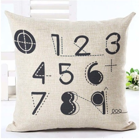 KTX-079827 Nordic Style Black and White Letter Pillowcase - Soft Short Plush Cushion Cover 45x45cm