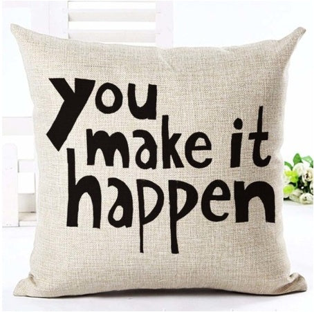 KTX-079827 Nordic Style Black and White Letter Pillowcase - Soft Short Plush Cushion Cover 45x45cm