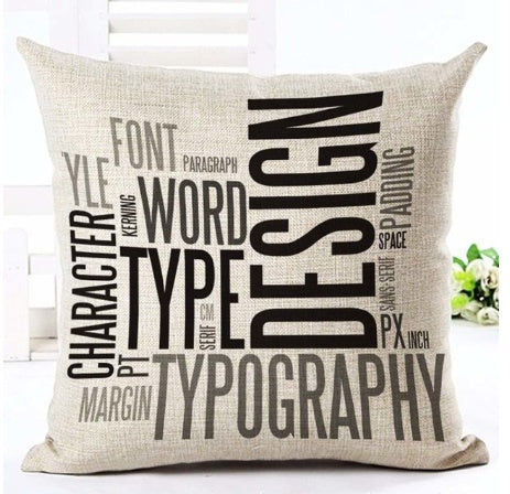 KTX-079827 Nordic Style Black and White Letter Pillowcase - Soft Short Plush Cushion Cover 45x45cm