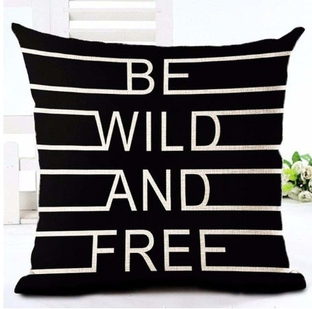 KTX-079827 Nordic Style Black and White Letter Pillowcase - Soft Short Plush Cushion Cover 45x45cm