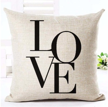 KTX-079827 Nordic Style Black and White Letter Pillowcase - Soft Short Plush Cushion Cover 45x45cm