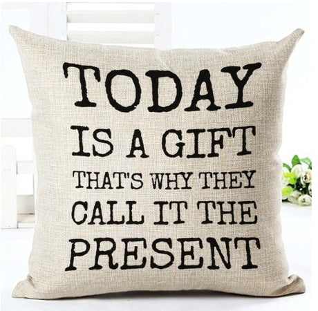 KTX-079827 Nordic Style Black and White Letter Pillowcase - Soft Short Plush Cushion Cover 45x45cm