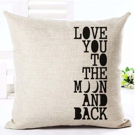 KTX-079827 Nordic Style Black and White Letter Pillowcase - Soft Short Plush Cushion Cover 45x45cm