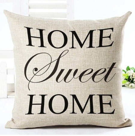 KTX-079827 Nordic Style Black and White Letter Pillowcase - Soft Short Plush Cushion Cover 45x45cm