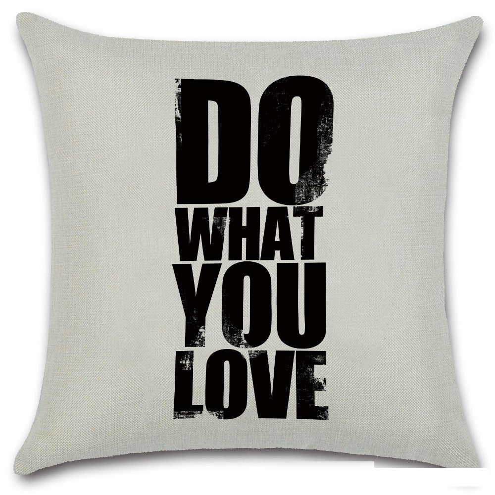 KTX-079827 Nordic Style Black and White Letter Pillowcase - Soft Short Plush Cushion Cover 45x45cm