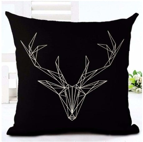 KTX-079827 Nordic Style Black and White Letter Pillowcase - Soft Short Plush Cushion Cover 45x45cm