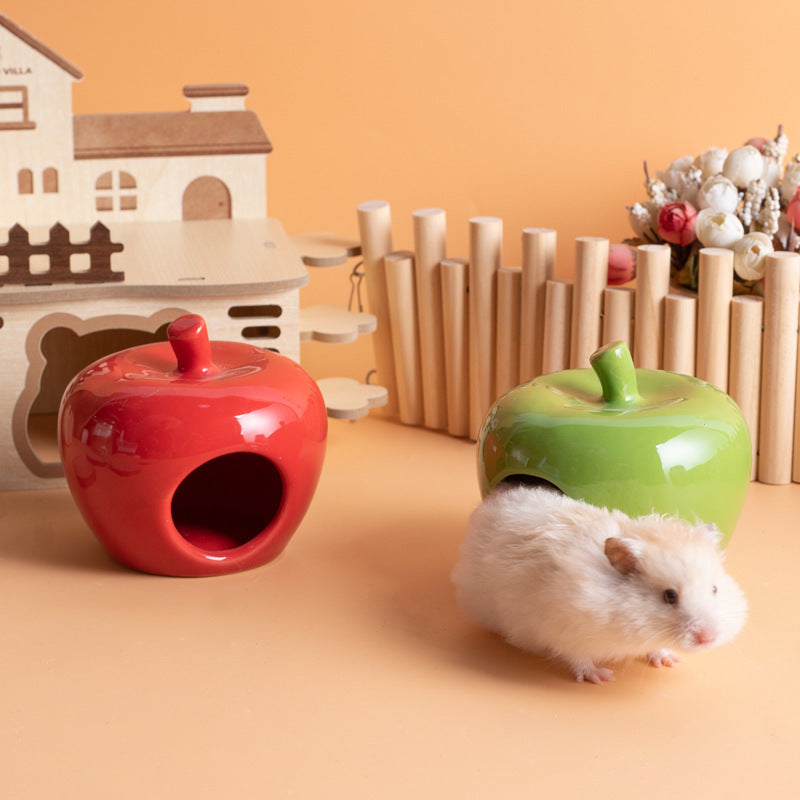 KTX-080275 Ceramic Hamster Nest Shelter for All Seasons - Available in Red and Green