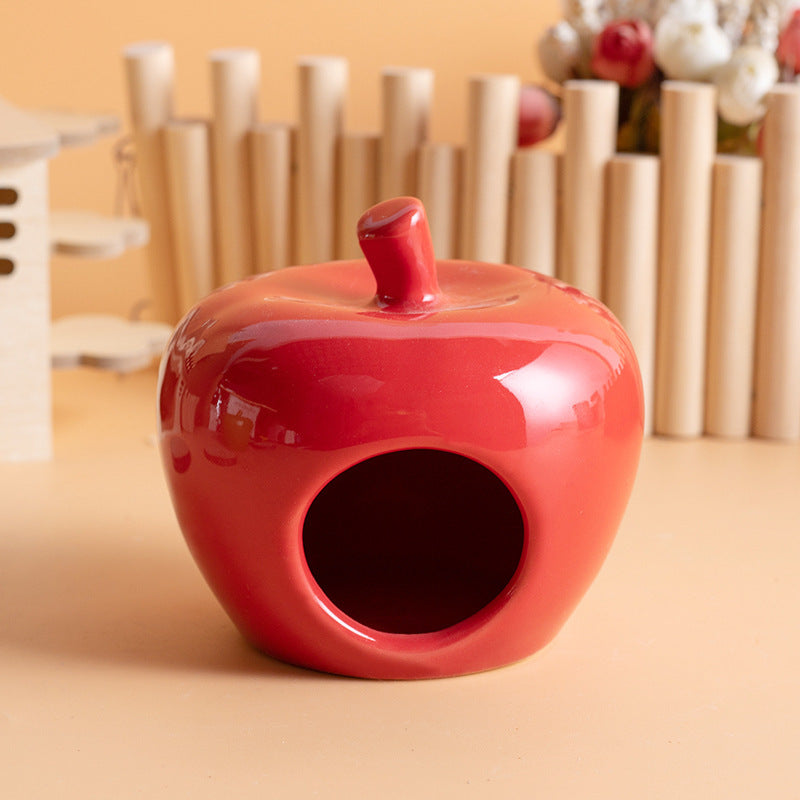 KTX-080275 Ceramic Hamster Nest Shelter for All Seasons - Available in Red and Green