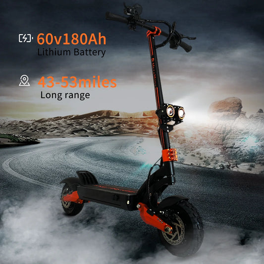 KTX-081171 60V 3000W Off-Road Electric Scooter with 10-Inch Wheels and Hydraulic Disc Brakes, Max Speed 65 km/h, 150 kg Load Capacity