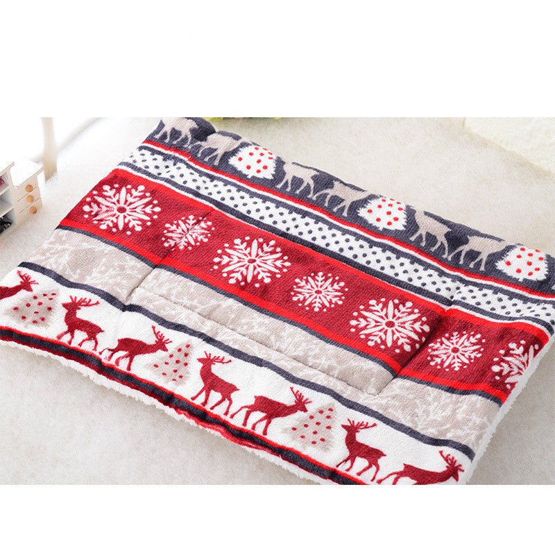 KTX-081427 Cozy Flannel Lamb Wool Cartoon Printed Blanket for Pets - Leopard, Sika Deer, Geometric