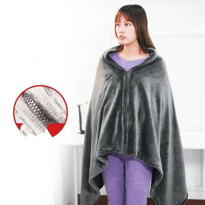 KTX-081619 Plush Heating Blanket for Comfortable Office Naps - 150cm x 85cm, Grey Double-Sided Coral Velvet