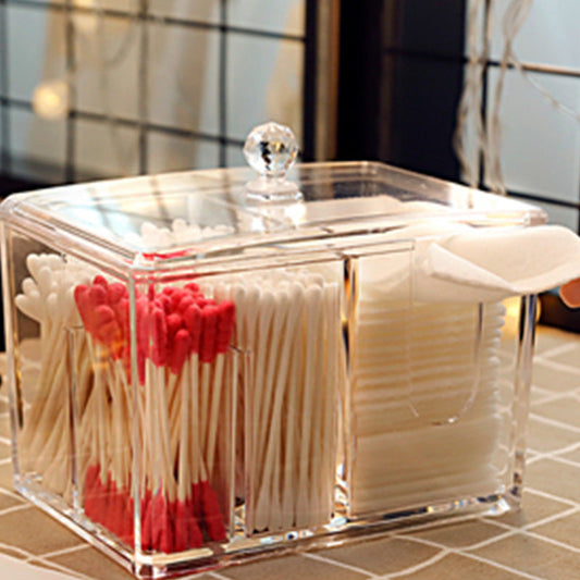 KTX-082067 Transparent Acrylic Cosmetic Storage Box with Lid and Compartments for Makeup and Accessories