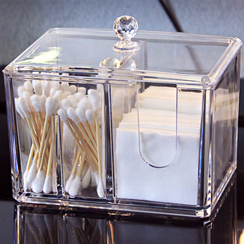 KTX-082067 Transparent Acrylic Cosmetic Storage Box with Lid and Compartments for Makeup and Accessories