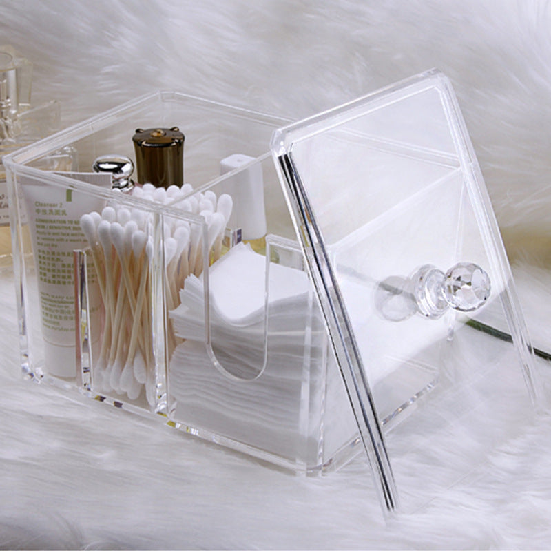 KTX-082067 Transparent Acrylic Cosmetic Storage Box with Lid and Compartments for Makeup and Accessories