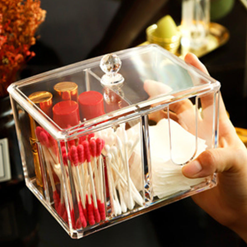 KTX-082067 Transparent Acrylic Cosmetic Storage Box with Lid and Compartments for Makeup and Accessories