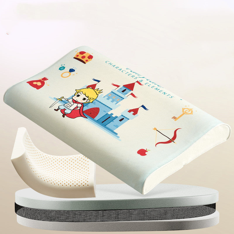 KTX-082451 Natural Cotton Toddler Sleep Pillow with Latex Filling - 50x30x7/9cm